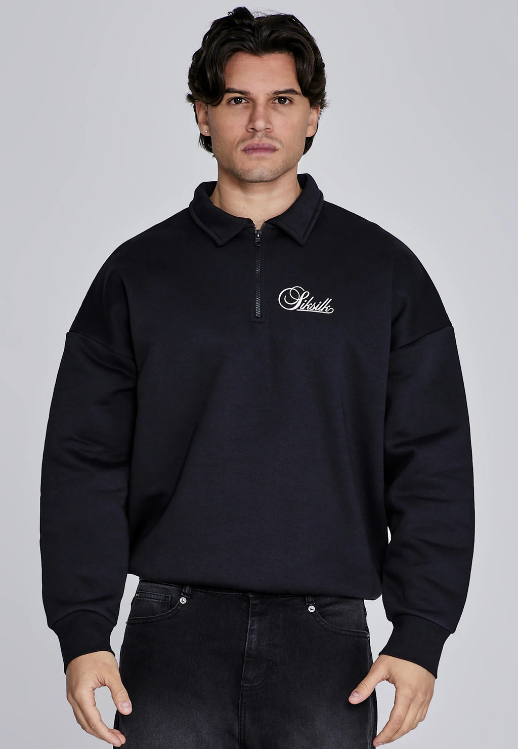 Black Essentials Polo Sweater