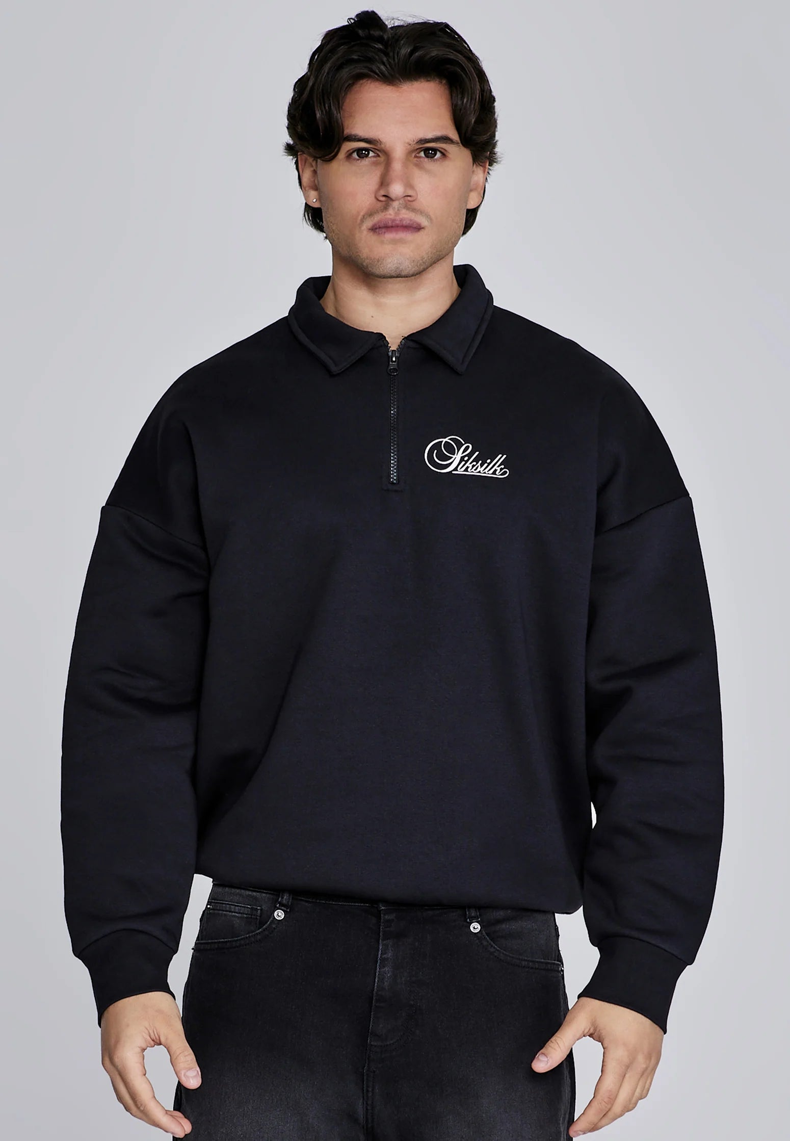 Black Essentials Polo Sweater