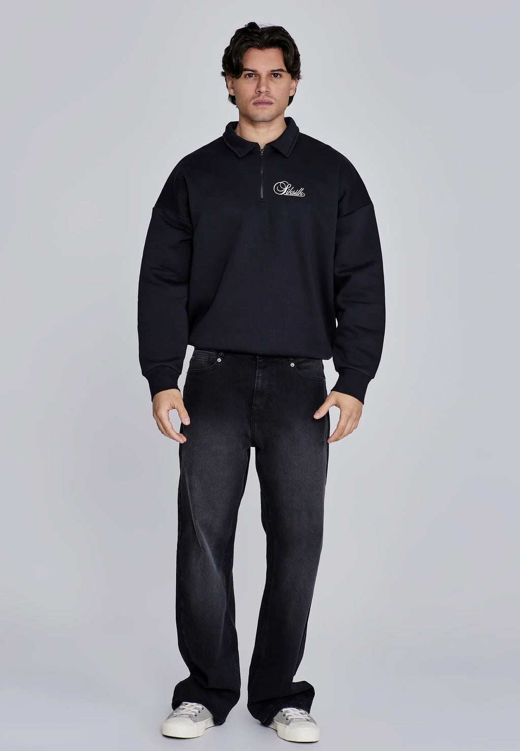 Black Essentials Polo Sweater