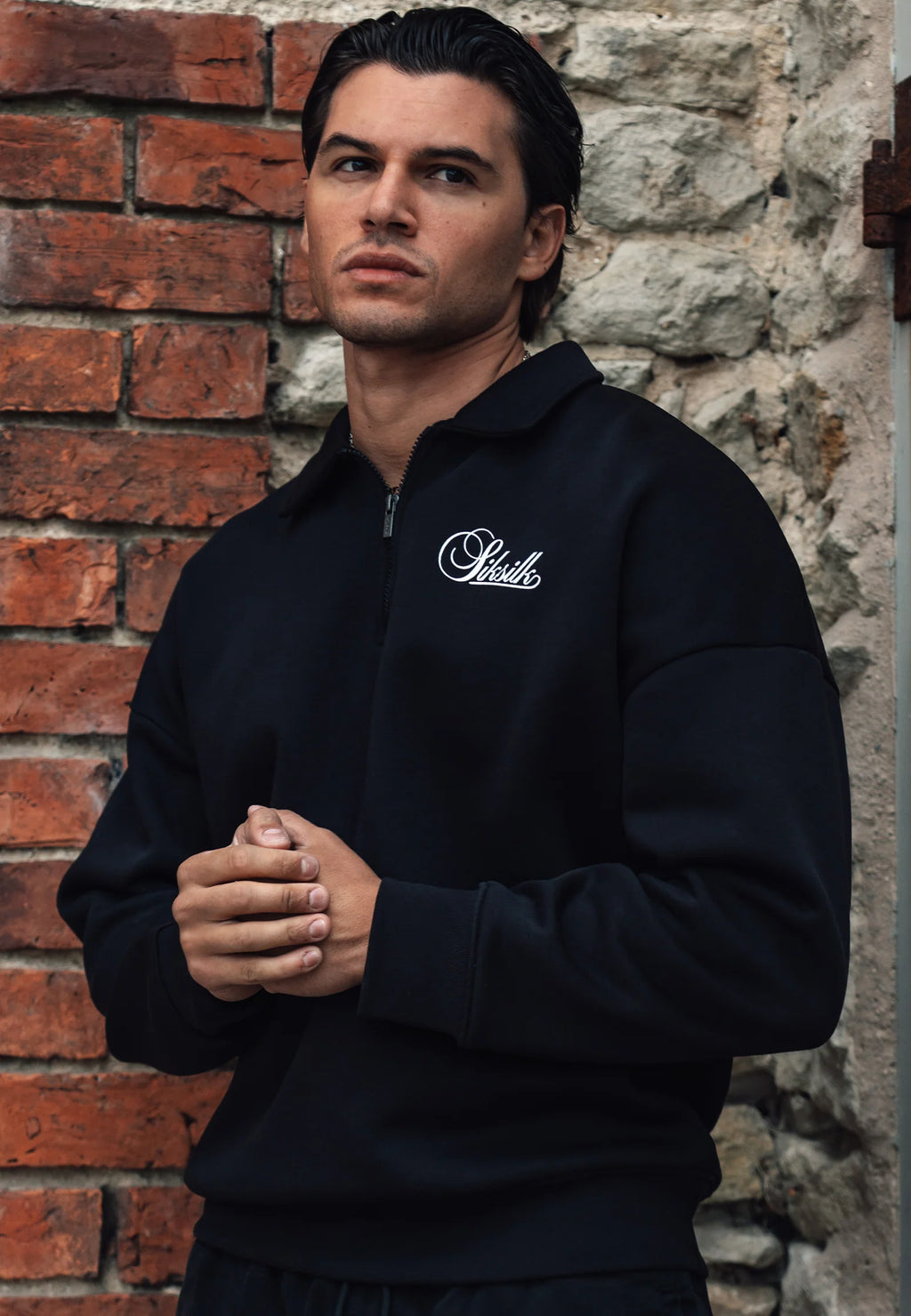 Black Essentials Polo Sweater