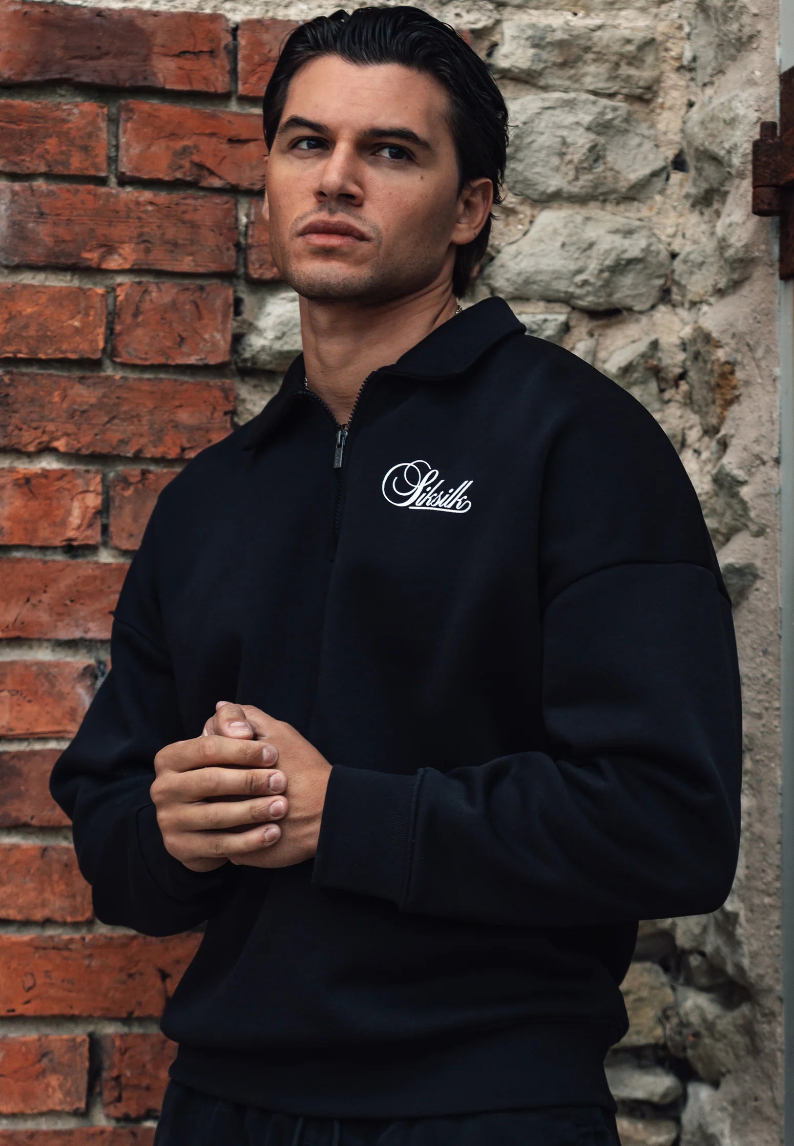 Black Essentials Polo Sweater
