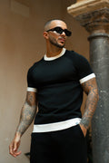 Capri Ringer Knit Tee - Black