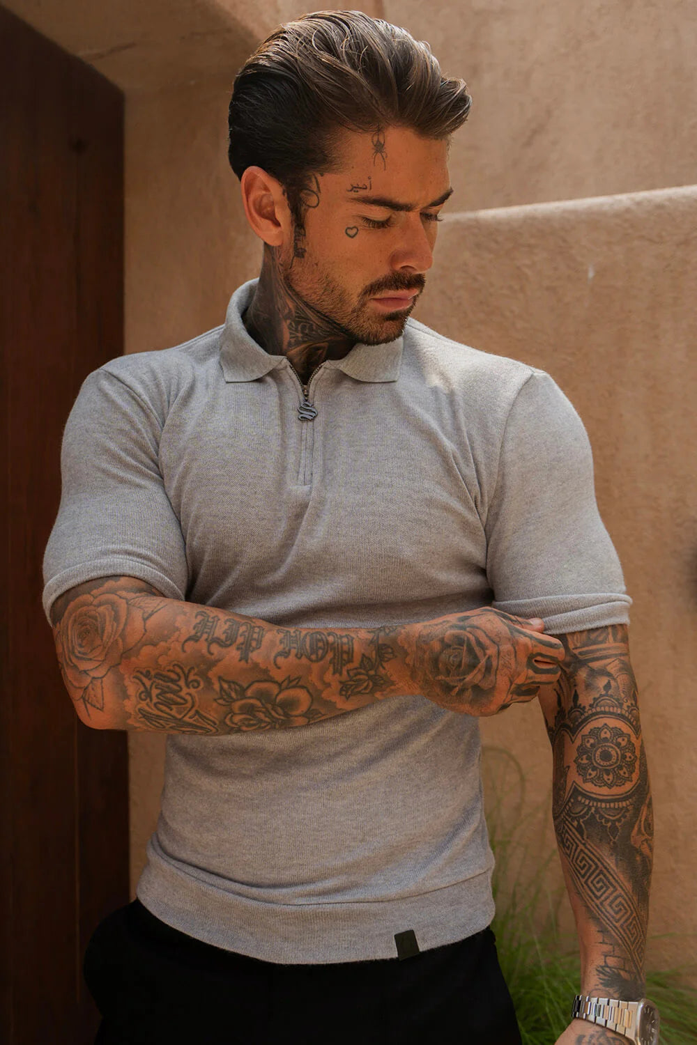 Knit Polo Shirt - Grey